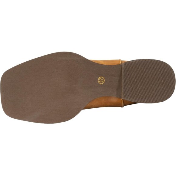 Women's Tan Cow Girl Square Toe Wide Calf Embroidered Western Work Boots - Picture 9 of 9